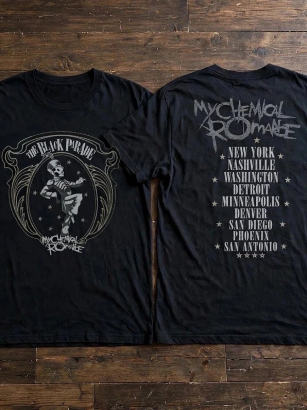 My Chemical Romance T-Shirt Black Parade Skeleton Tour Black Tee
